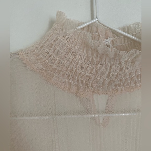 Cream Sheer Smocked Top - Picture 2 of 3